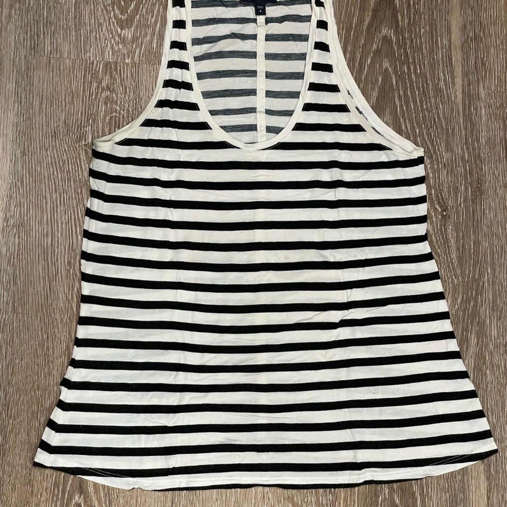 GAP Black and White Striped Tank Top